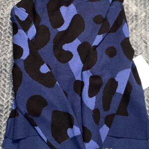 Girls Blue and Black Patterned Sweater and Pants Set